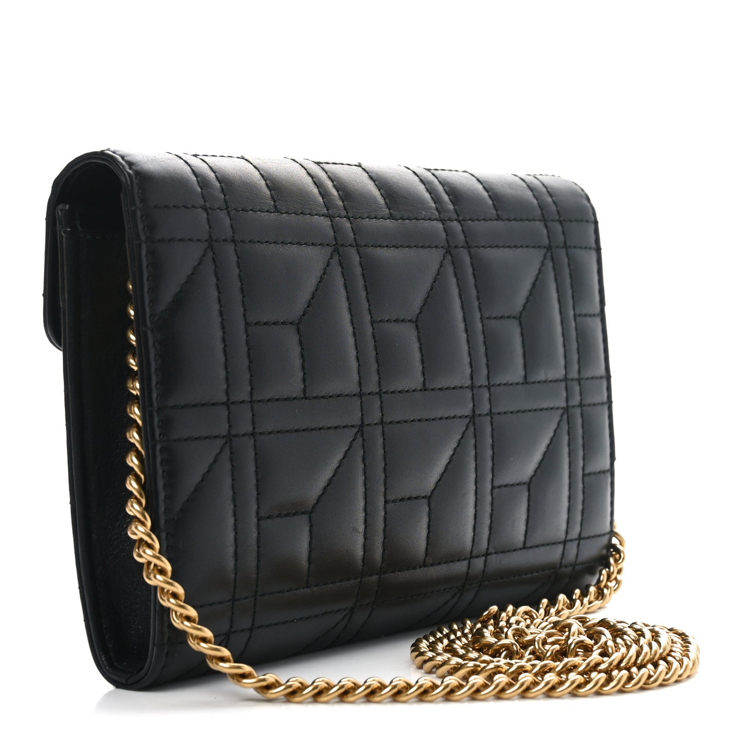 Calfskin Matelasse Mini Pearly GG Marmont Chain Wallet Black