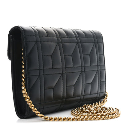 Gucci Calfskin Matelasse Mini Pearly GG Marmont Chain Wallet Black 3 of 10