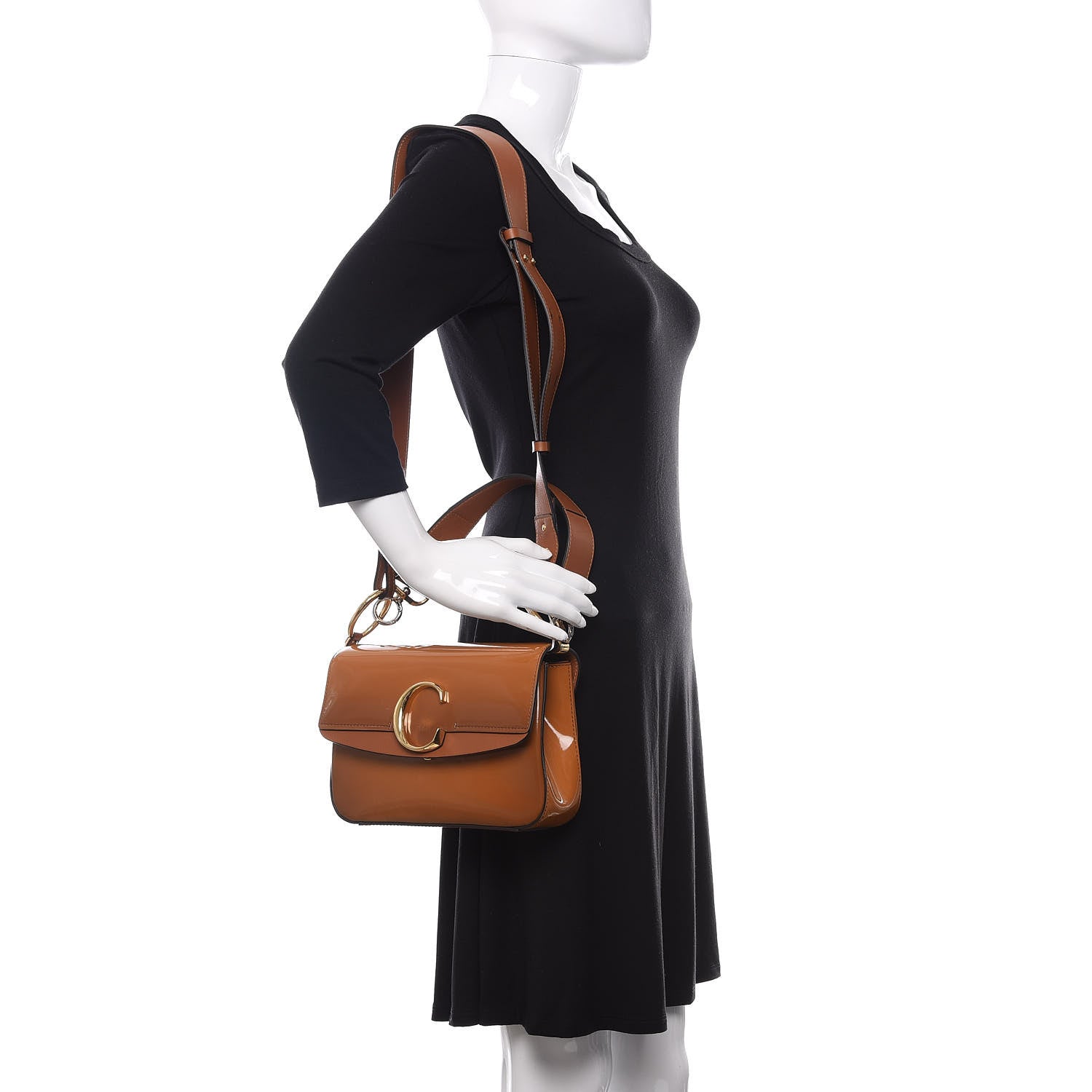Chloe Spazzolato Sfumato Calfskin Small C Double Carry Autumnal Brown 2 of 10