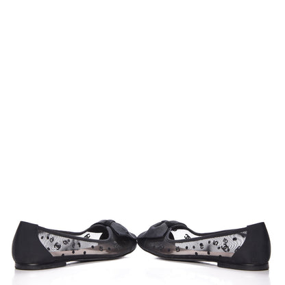 Chanel Mesh Grosgrain Bow CC Ballet Flats 40 Black 6 of 9