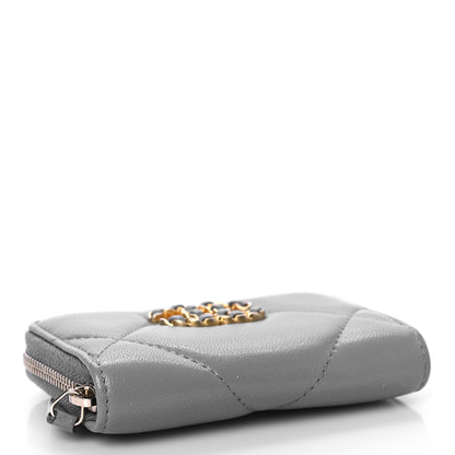 Chanel Lambskin Quilted Chanel 19 Zip Around Coin Purse Wallet Grey 4 of 9