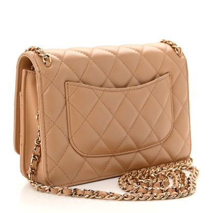 Chanel Lambskin Quilted Chain Around Wallet On Chain WOC Beige 3 of 11