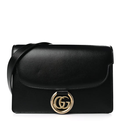 Gucci Textured Calfskin Small Torchon GG Ring Shoulder Bag Black 1 of 9