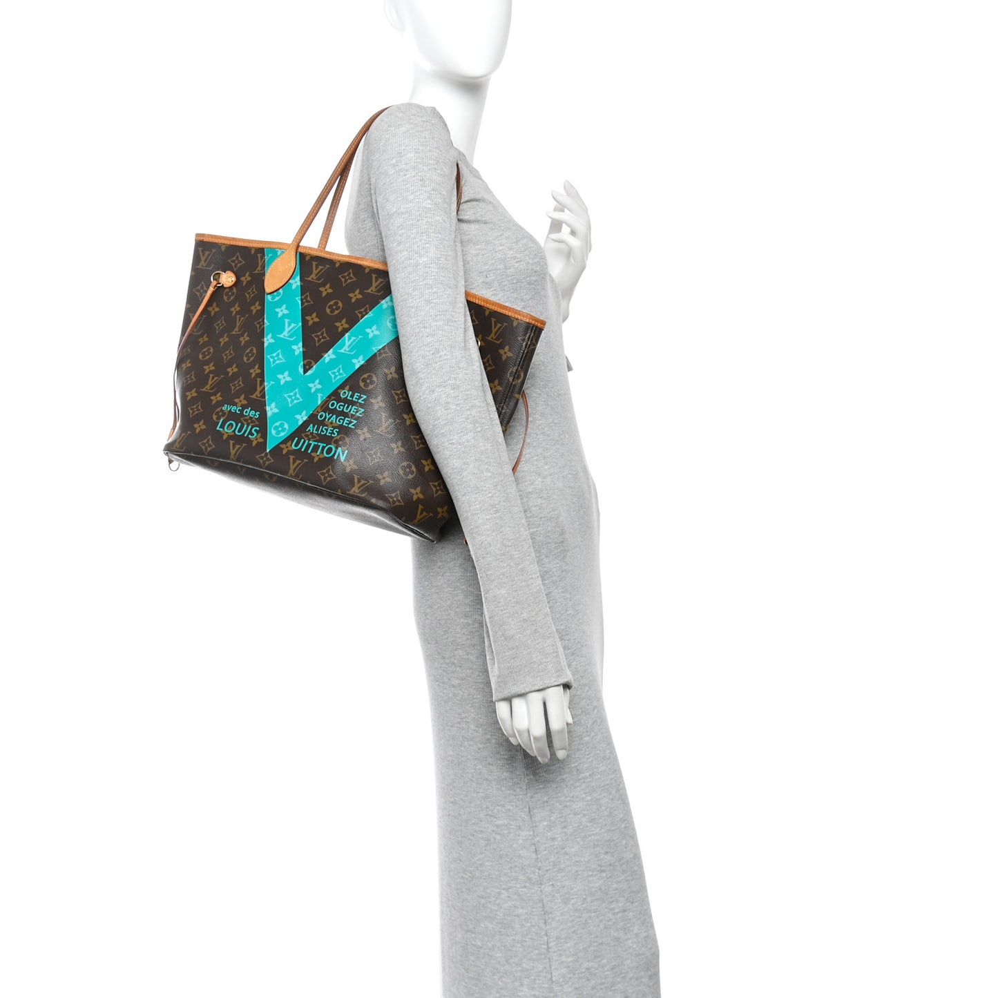 Monogram V Neverfull MM Turquoise