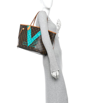 Louis Vuitton Monogram V Neverfull MM Turquoise 2 of 9