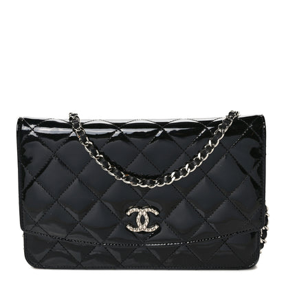 Chanel Patent Quilted Brilliant Wallet On Chain WOC Black 1 of 10