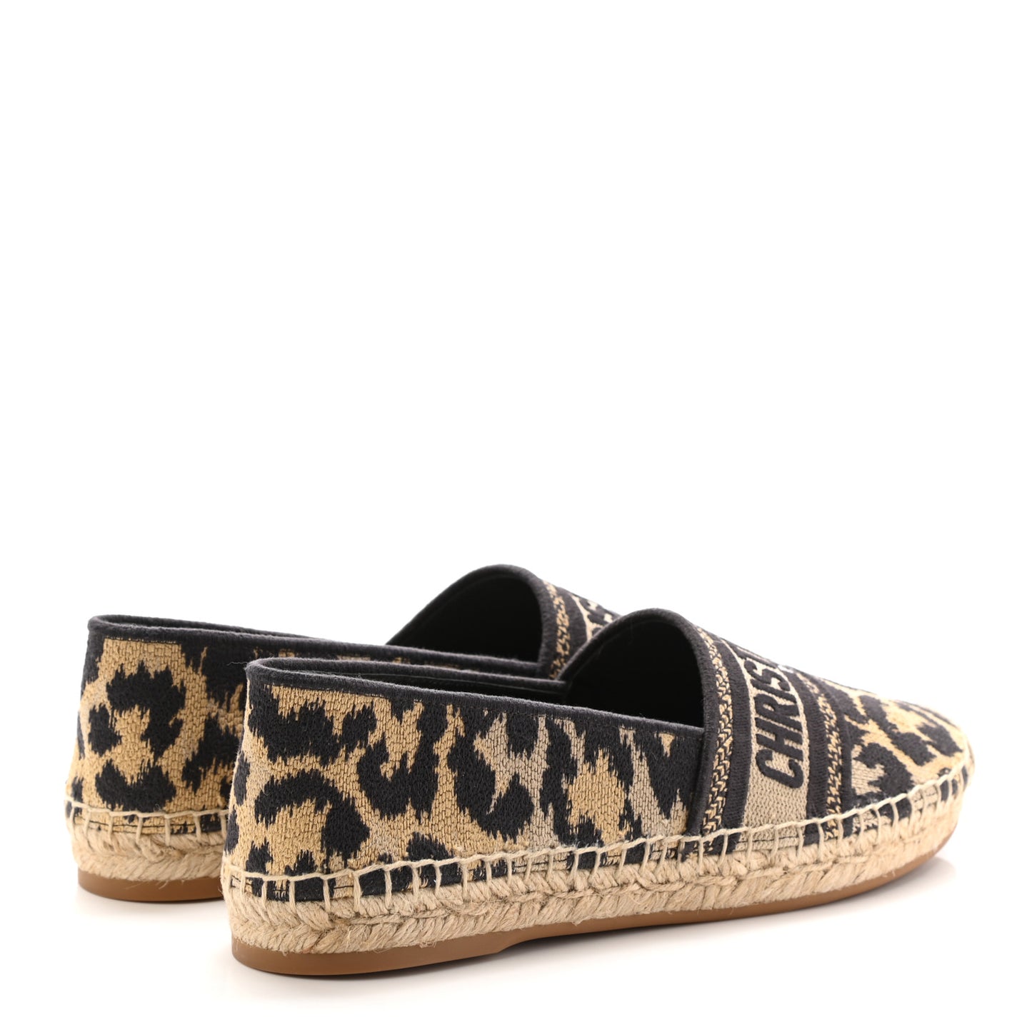 Cotton Embroidered Leopard Print Granville Espadrille 38 Natural