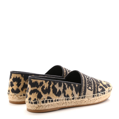Christian Dior Cotton Embroidered Leopard Print Granville Espadrille 38 Natural 4 of 13