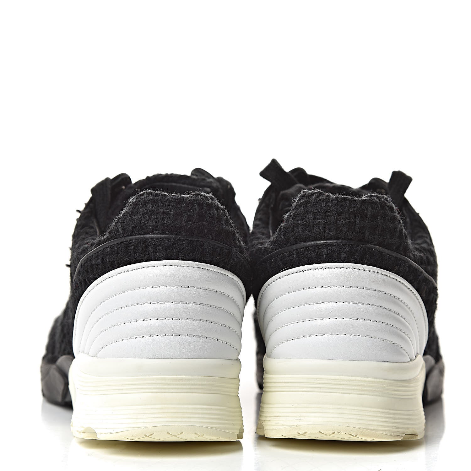 Chanel Tweed Calfskin Sneakers 38.5 Black 5 of 14