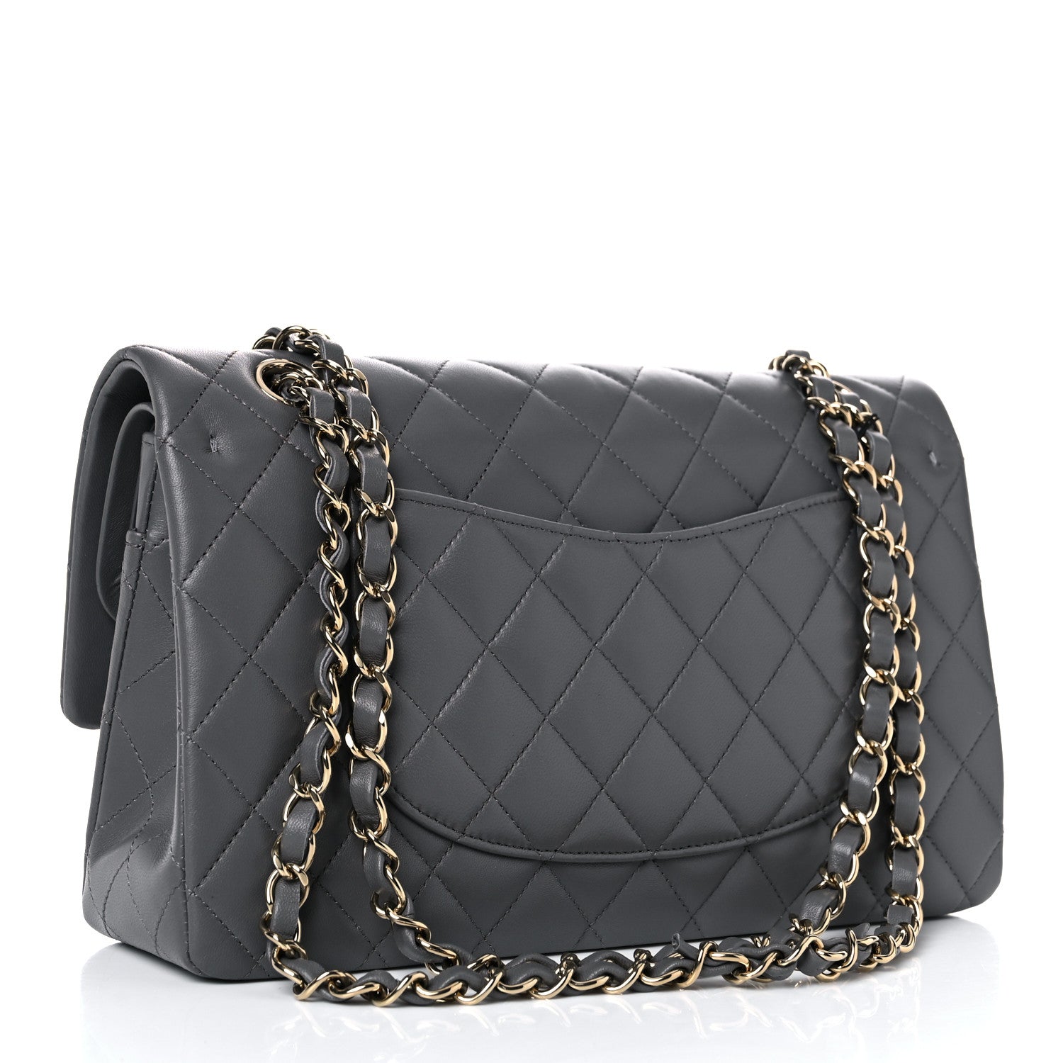 Chanel Lambskin Quilted Medium Double Flap Dark Grey 3 of 9