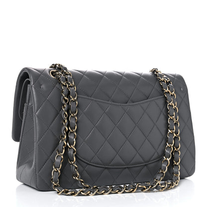 Chanel Lambskin Quilted Medium Double Flap Dark Grey 3 of 9
