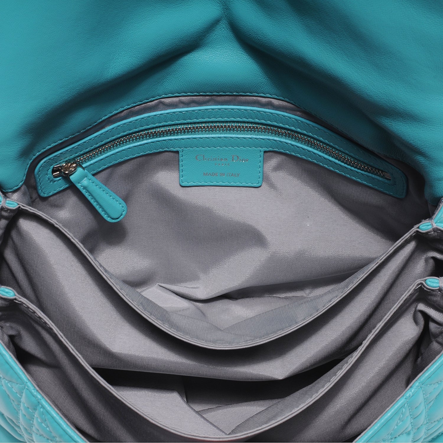 Christian Dior Lambskin Cannage New Lock Flap Bag Turquoise 6 of 13
