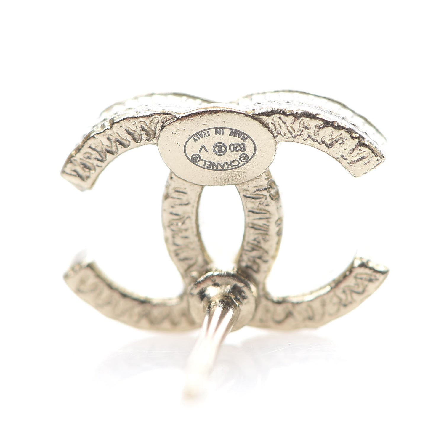 Pearl Crystal CC Charms Stud Earrings Light Gold