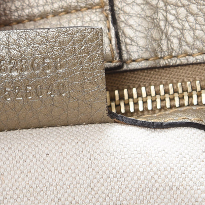 Gucci Metallic Pebbled Calfskin Large Bamboo Shopper Tote Golden Beige 9 of 9