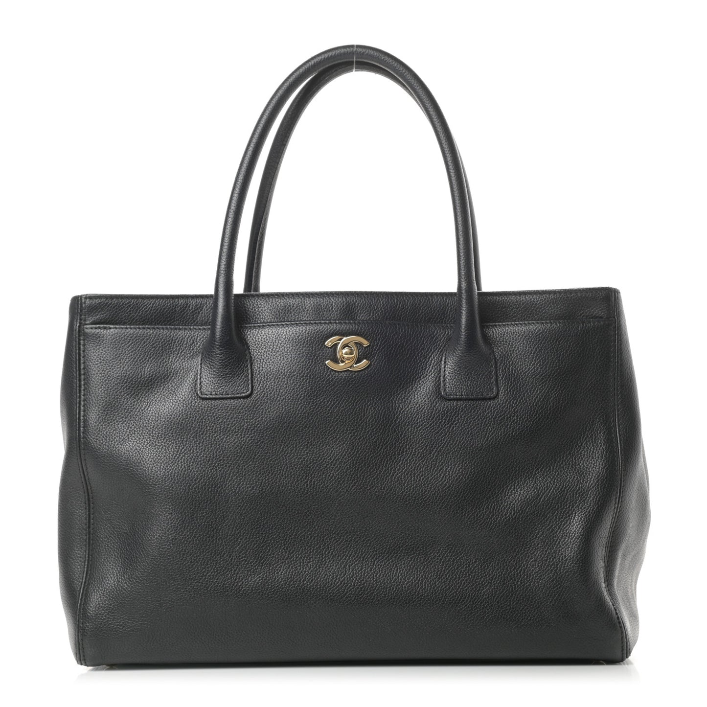 Calfskin Cerf Executive Shopper Tote Black