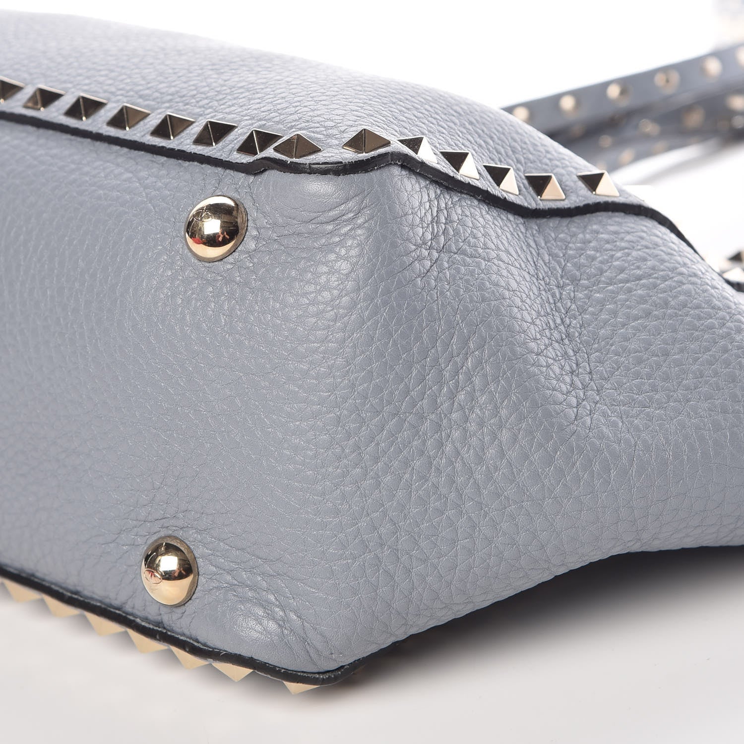 Valentino Garavani Grained Calfskin Small Rockstud Tote Grey 10 of 10