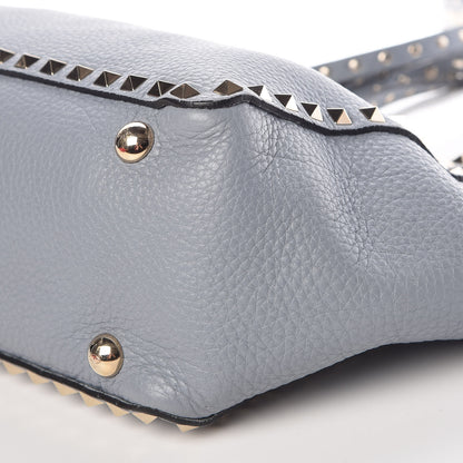 Valentino Garavani Grained Calfskin Small Rockstud Tote Grey 10 of 10