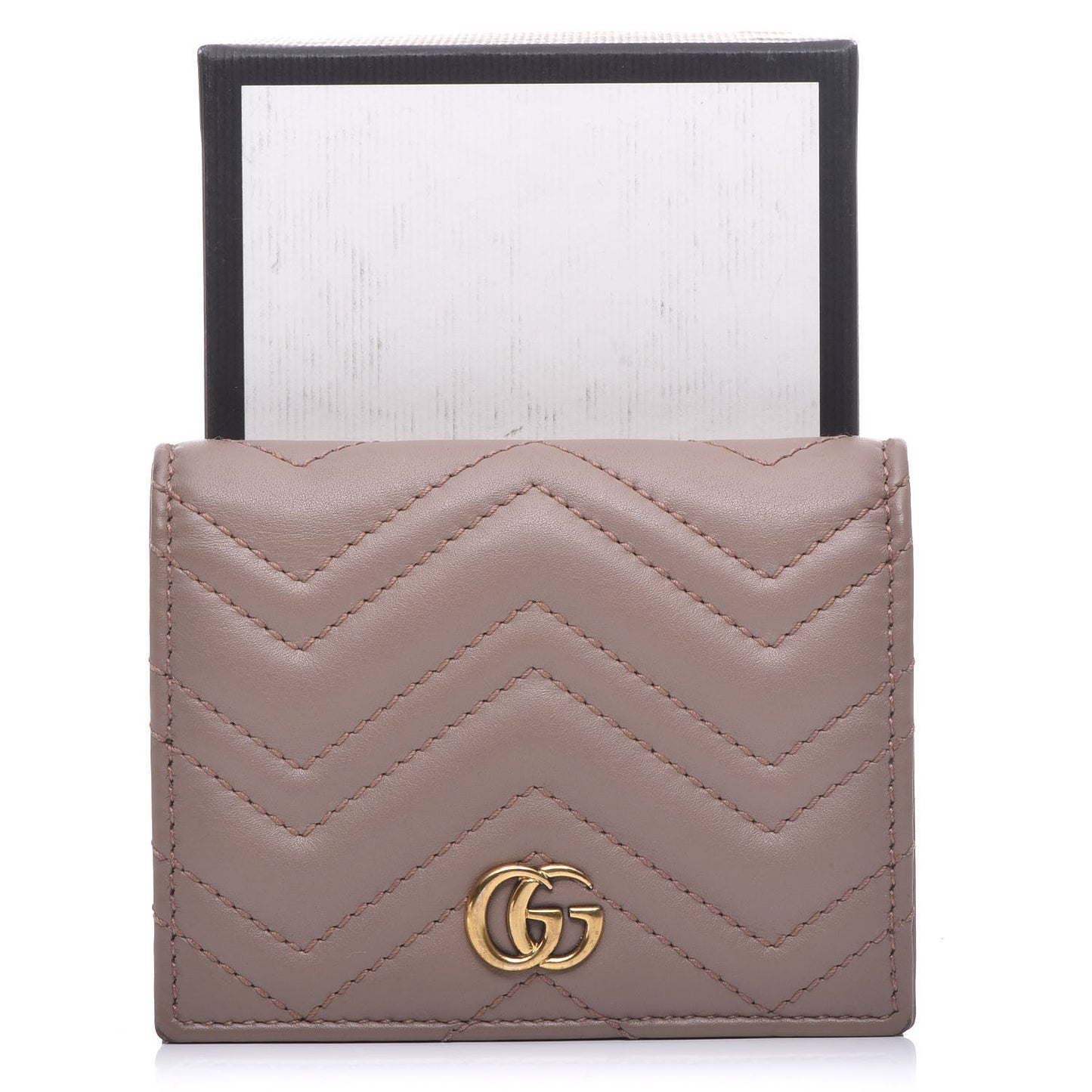Calfskin Matelasse GG Marmont Card Case Porcelain Rose