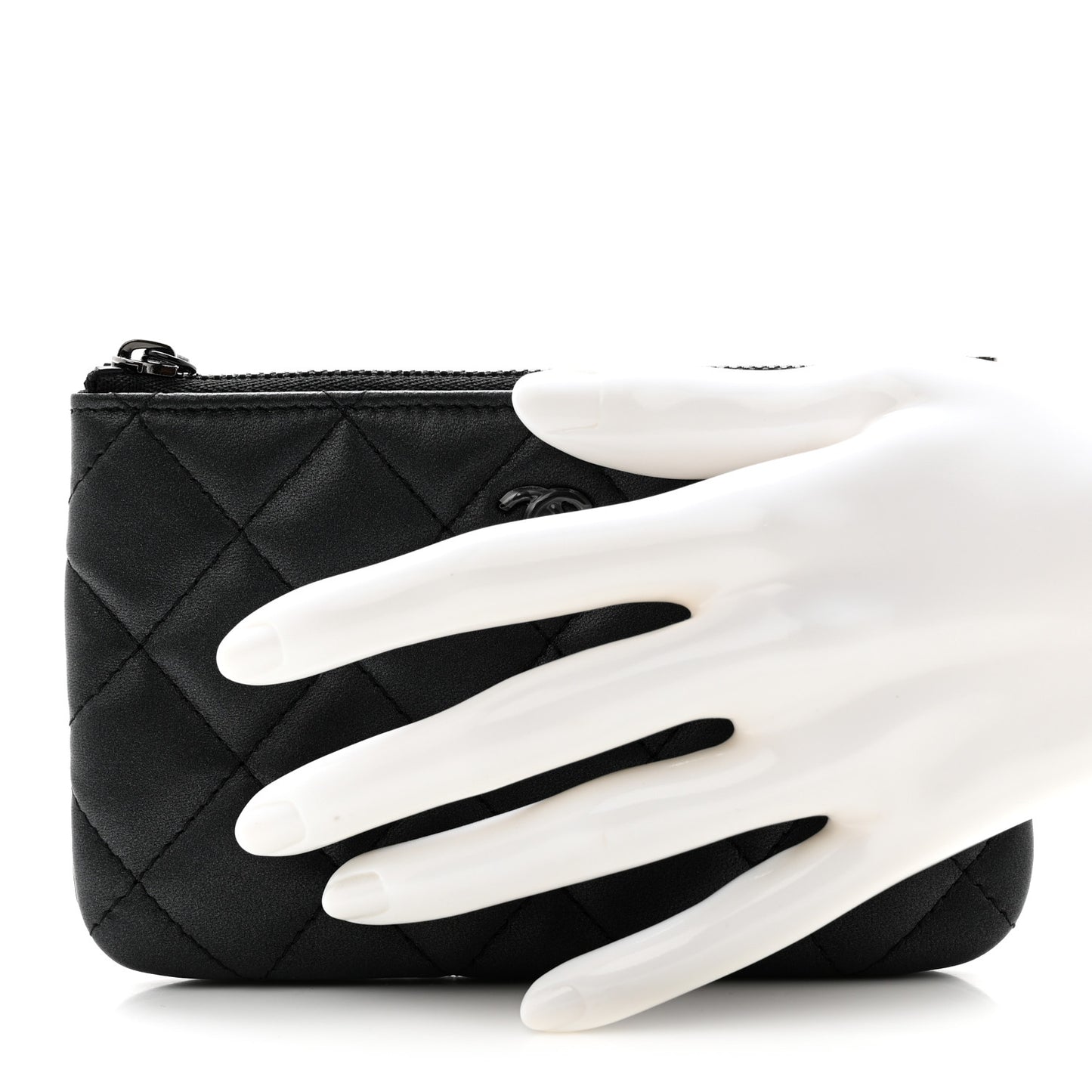 Pearly Lambskin Quilted Small Cosmetic Case So Black