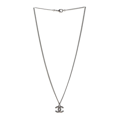 Chanel Crystal Timeless CC Necklace Silver 3 of 6