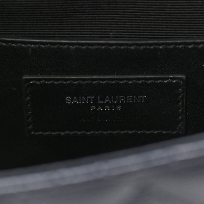 Saint Laurent Grain De Poudre Textured Mixed Matelasse Triquilt Medium Monogram Satchel Deep Marine 5 of 12