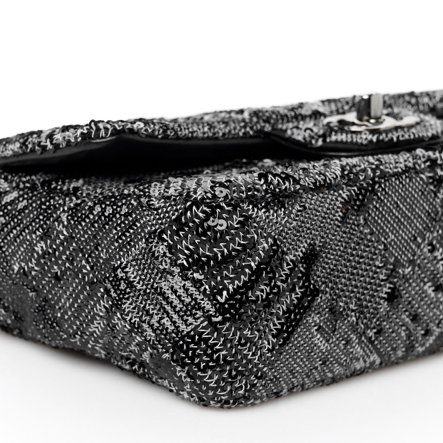 Sequin Mini Rectangular Single Flap Black