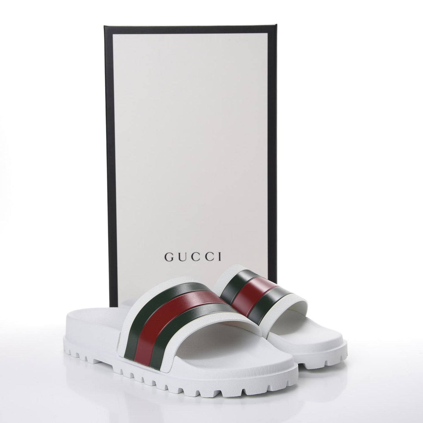 Rubber Web Mens Lug Sole Slide Sandals 9 Great White Green Red