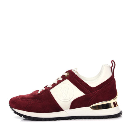 Louis Vuitton Suede Calfskin Run Away Sneakers 37.5 Burgundy White 1 of 10