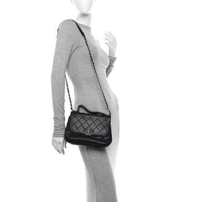 Chanel Lambskin Quilted Chain Infinity Top Handle Flap Black 3 of 10