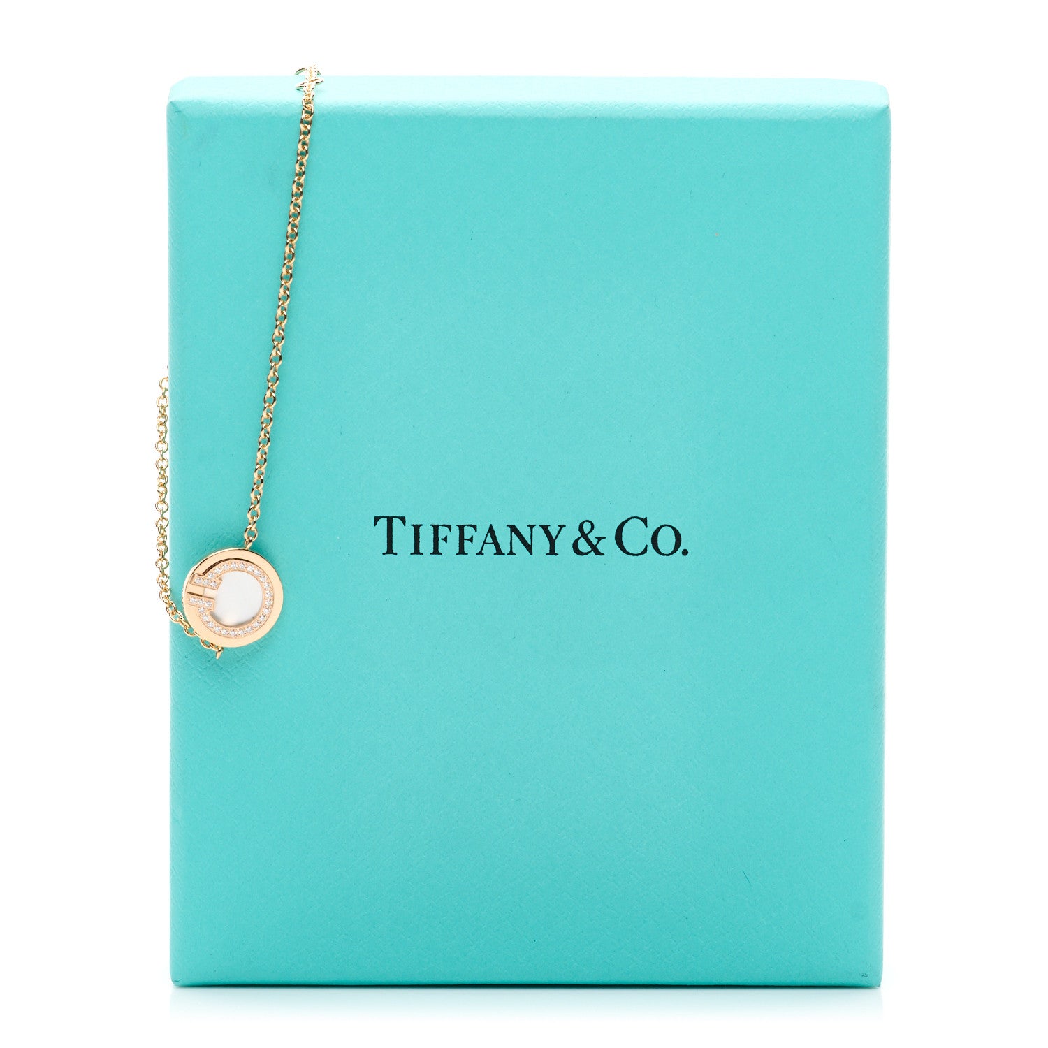 Tiffany 18K Rose Gold Diamond Mother of Pearl T Circle Bracelet 4 of 4