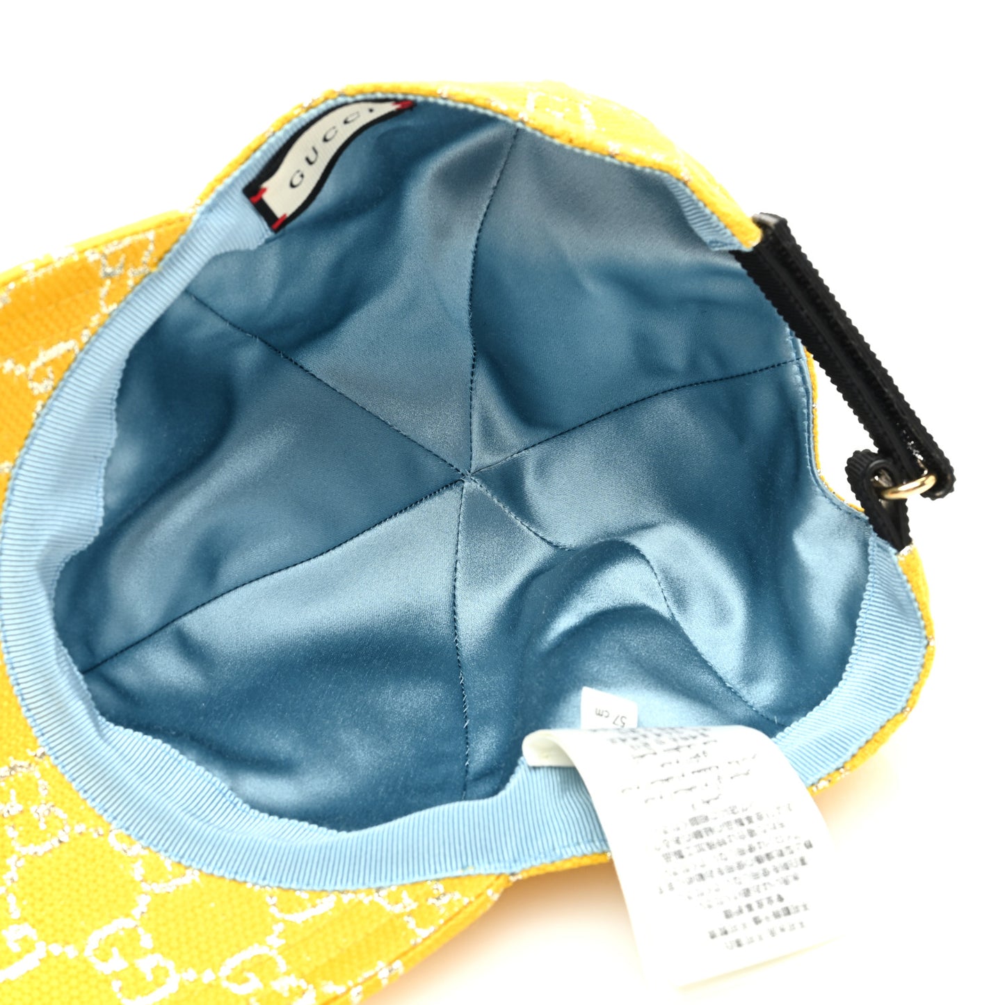 Canvas Lame GG Monogram Rush Baseball Hat M Yellow Silver