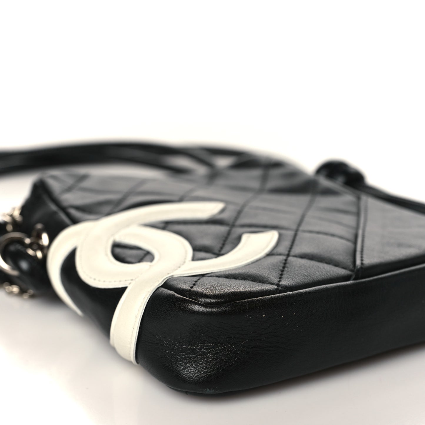 Calfskin Quilted Small Cambon Messenger Black White