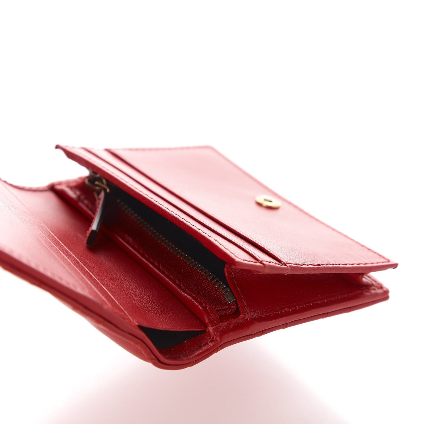 Calfskin Matelasse GG Marmont Card Case Wallet Hibiscus Red