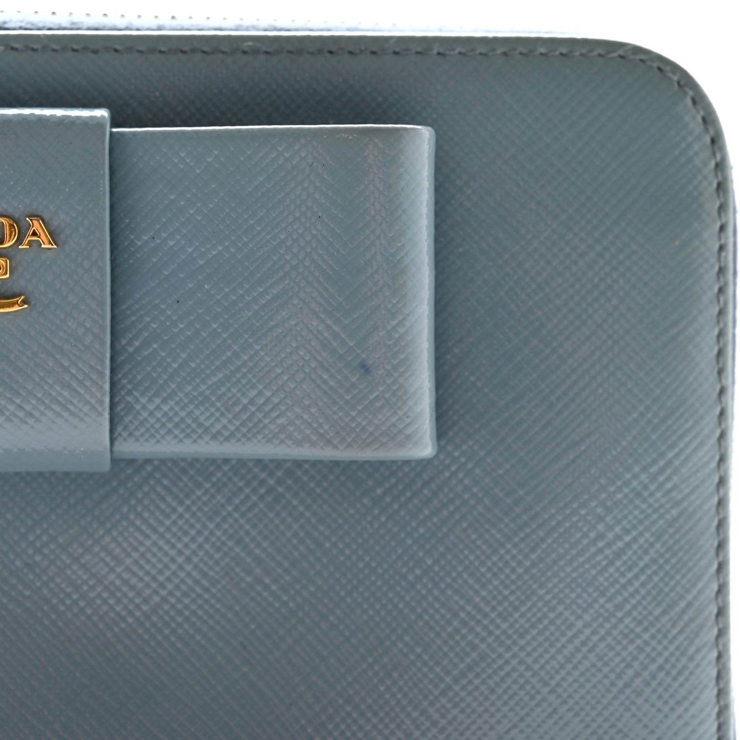 Saffiano Vernice Fiocco Bow Zip Around Wallet Fiordaliso