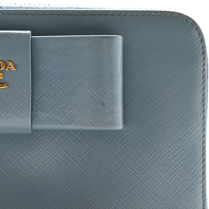 Prada Saffiano Vernice Fiocco Bow Zip Around Wallet Fiordaliso 9 of 18