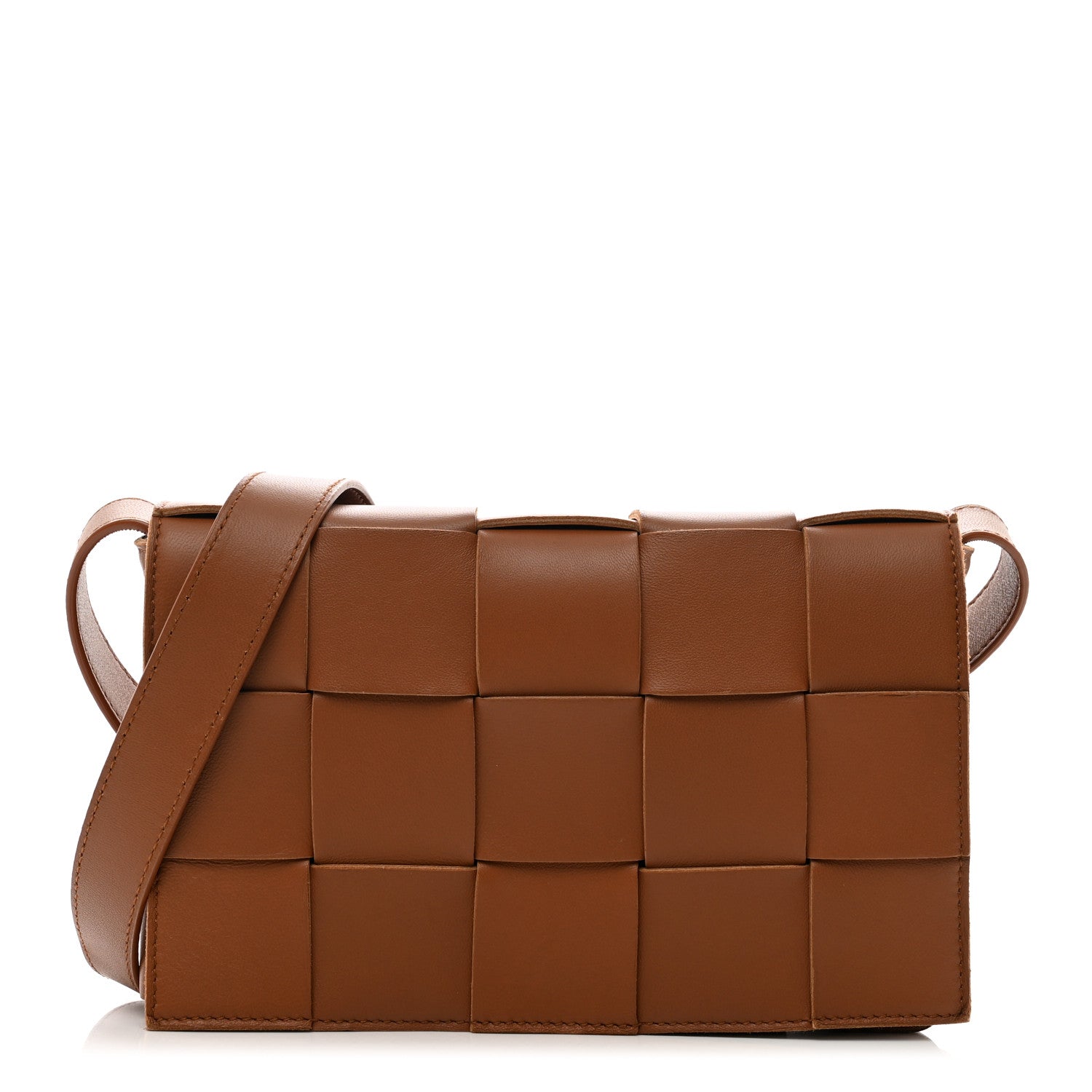 Bottega Veneta Lambskin Maxi Intrecciato Cassette Crossbody Bag Caramel 1 of 10