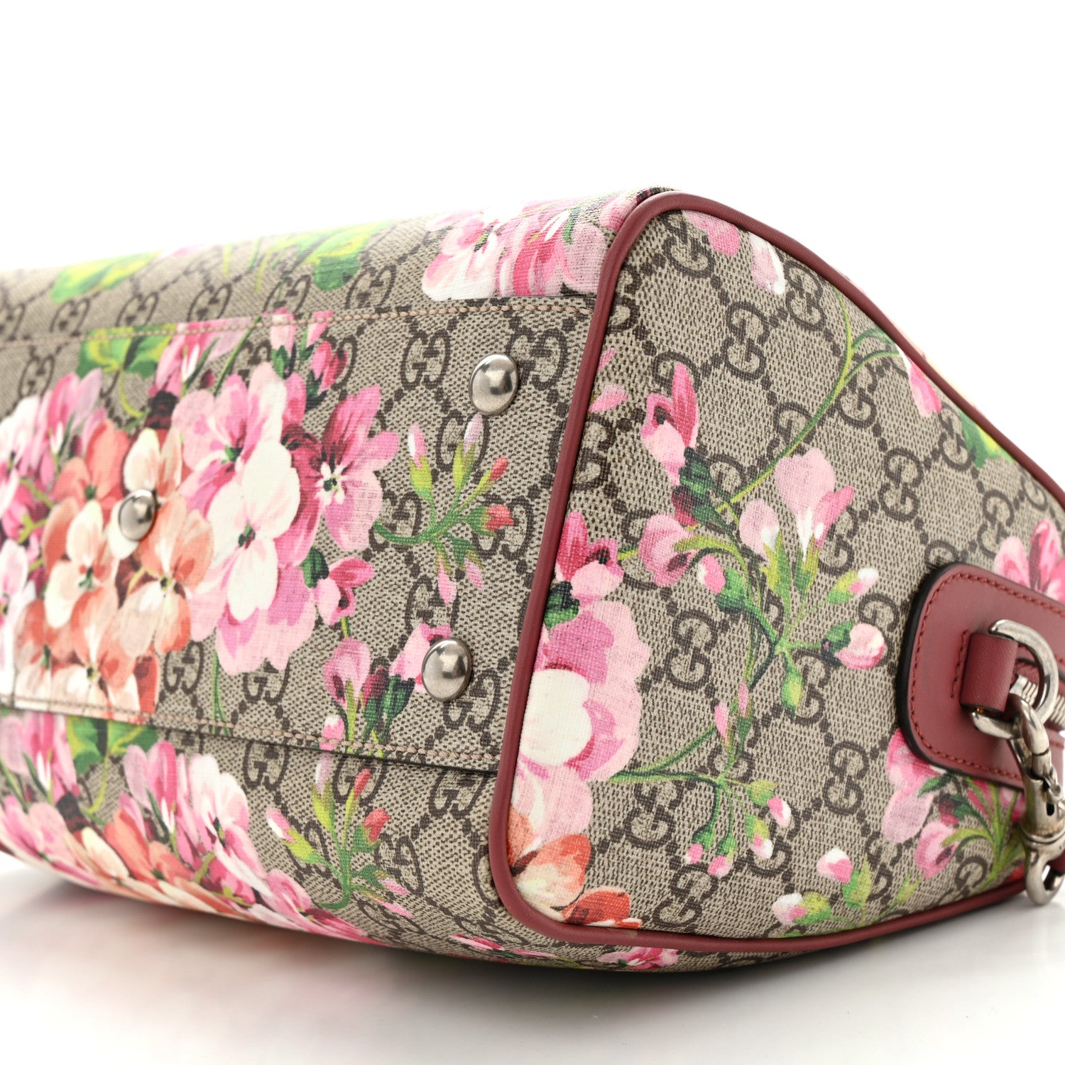 Gucci GG Supreme Monogram Blooms Small Boston Beige Multicolor Dry Rose 10 of 10