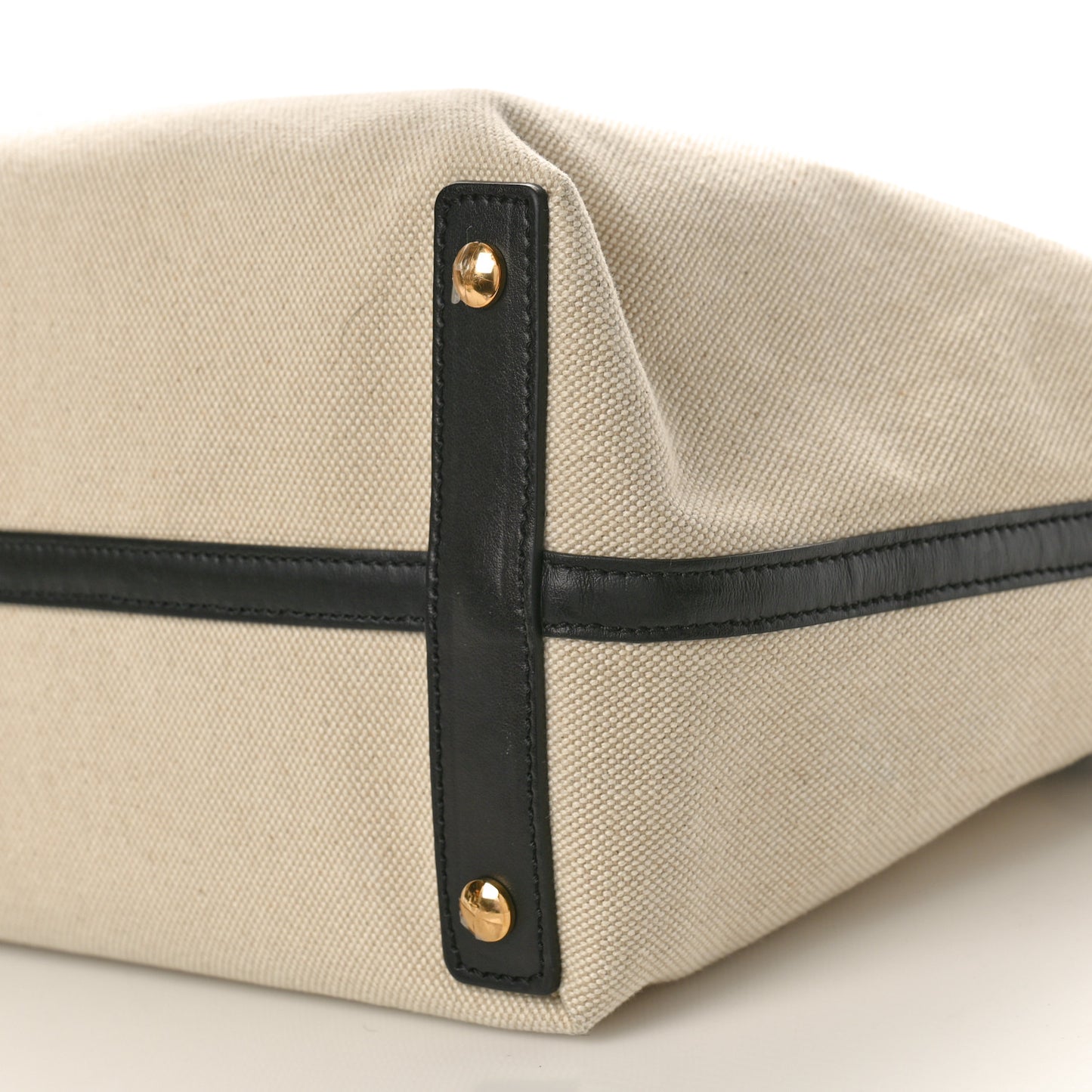 Cotton Soft Canvas Calfskin Medium Belt Tote Natural Black