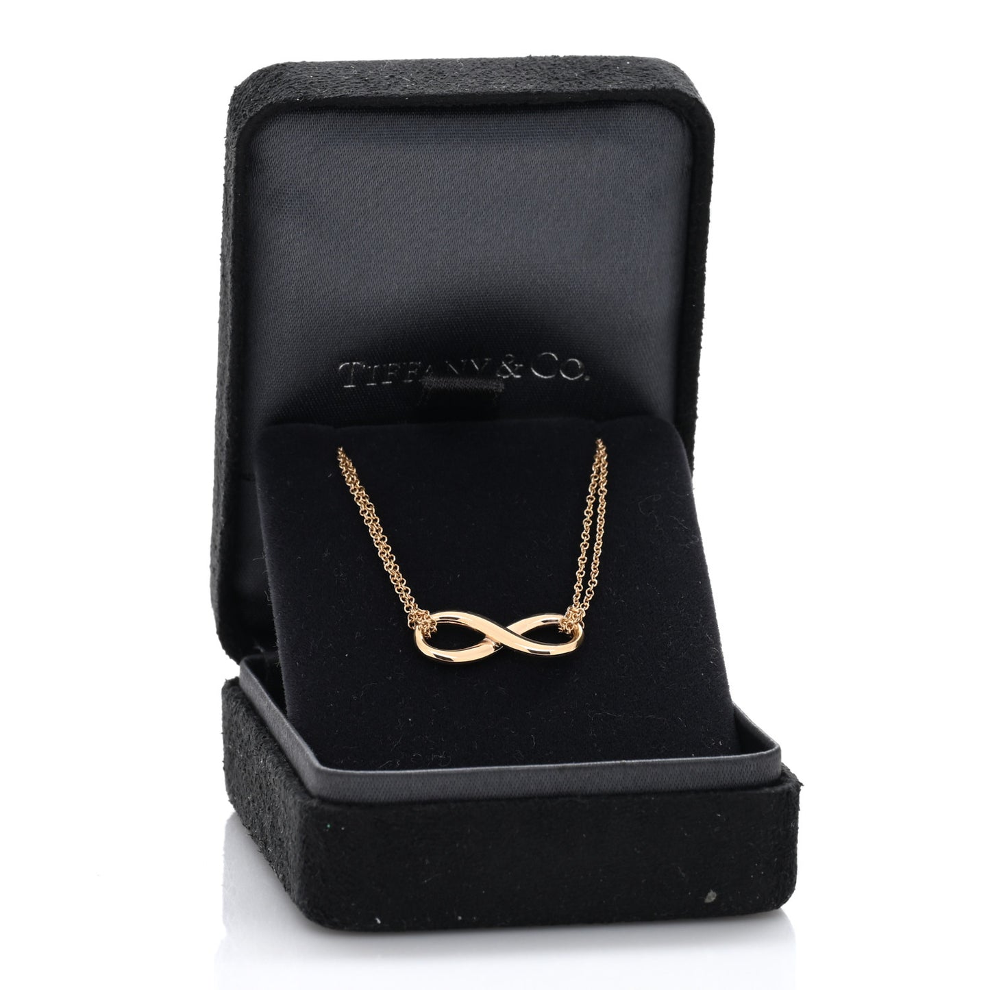 18K Rose Gold Infinity Double Chain Pendant Necklace