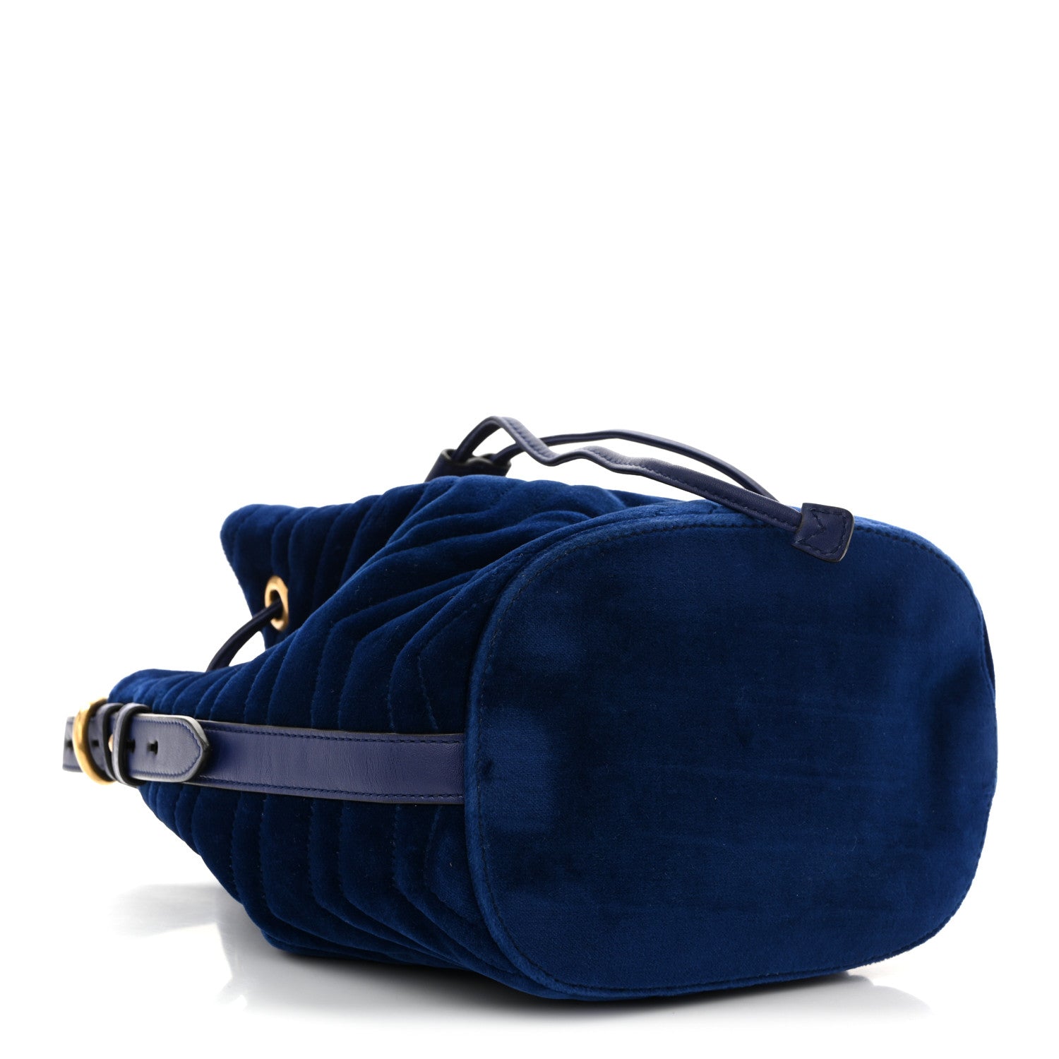 Gucci Velvet Matelasse GG Marmont Bucket Bag Cobalt Blue 4 of 10
