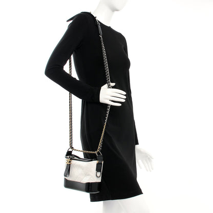 Chanel Aged Calfskin Quilted Small Gabrielle Hobo Black White 2 of 7