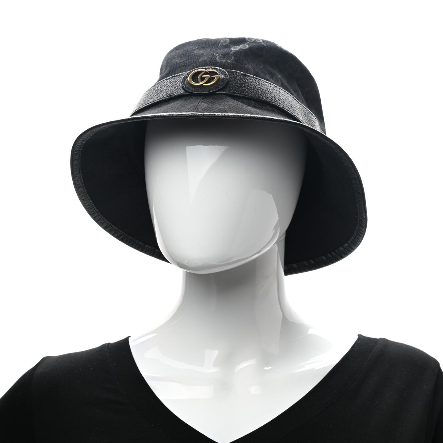 Monogram Textured Dollar Calfskin GG Jago Bucket Hat L Black