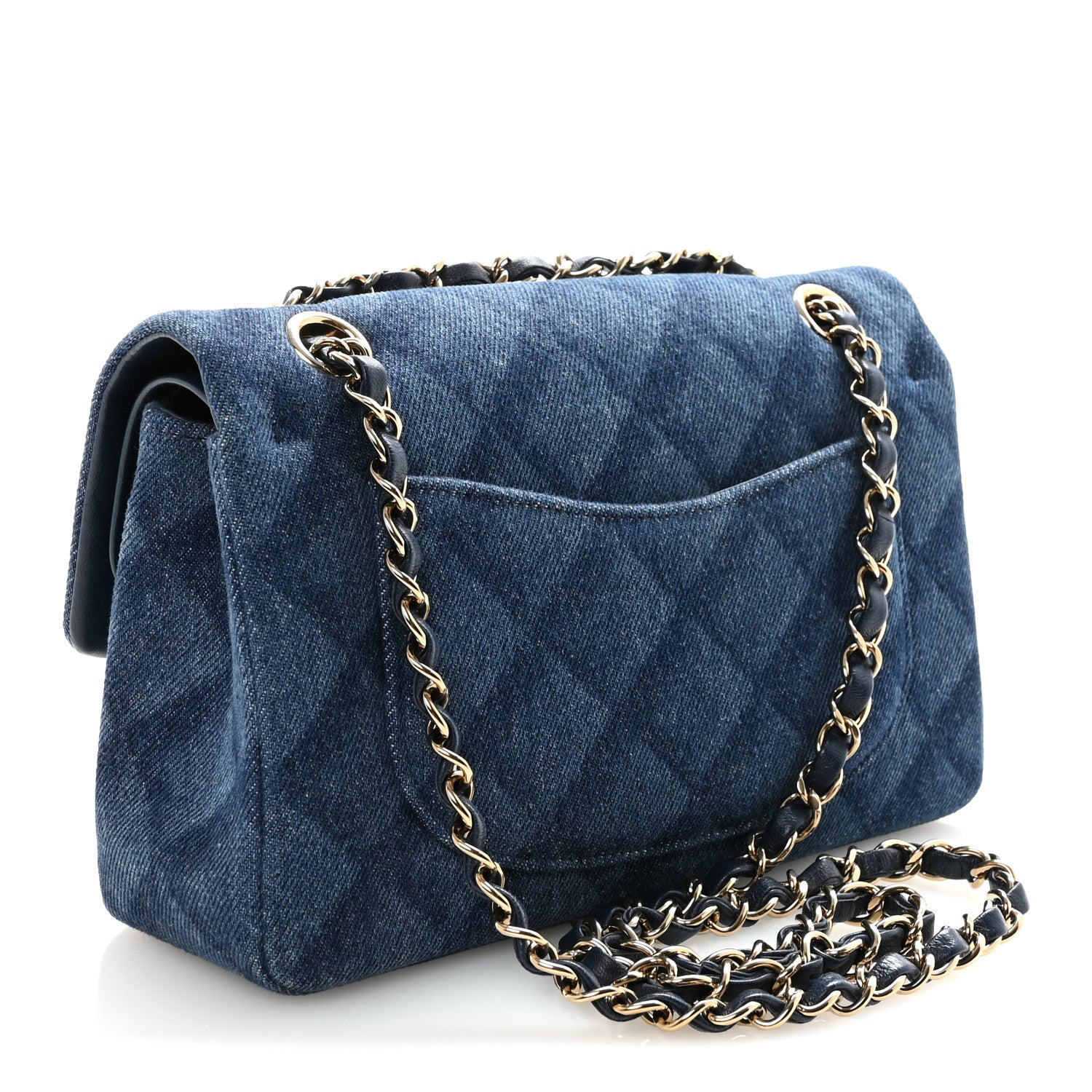 Chanel Printed Denim Quilted Small Double Flap Blue 3 of 11