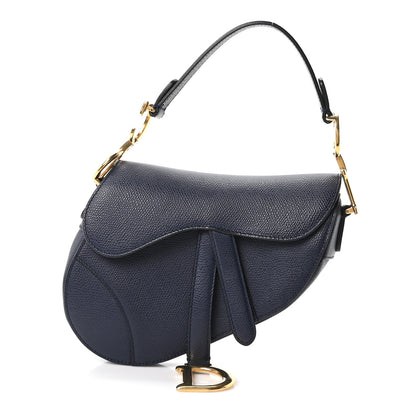 Christian Dior Grained Calfskin Mini Saddle Bag Navy 1 of 10
