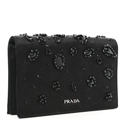 Prada Satin Crystal Clutch Black 3 of 8
