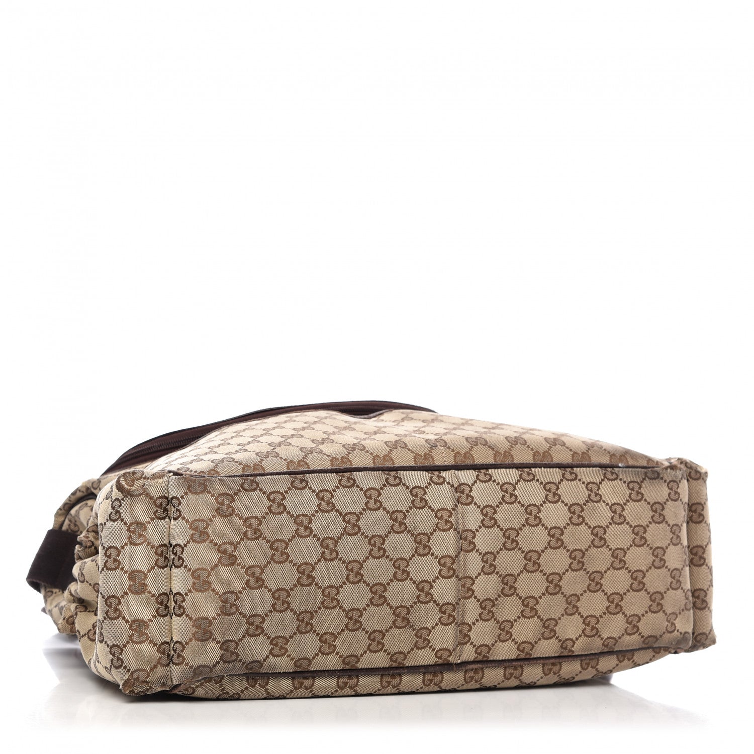 Gucci Monogram Natural Pigskin Large Diaper Bag Beige Ebony Cocoa Dark Chocolate 4 of 14