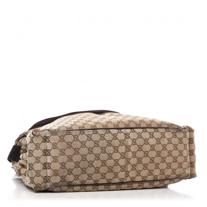 Gucci Monogram Natural Pigskin Large Diaper Bag Beige Ebony Cocoa Dark Chocolate 4 of 14