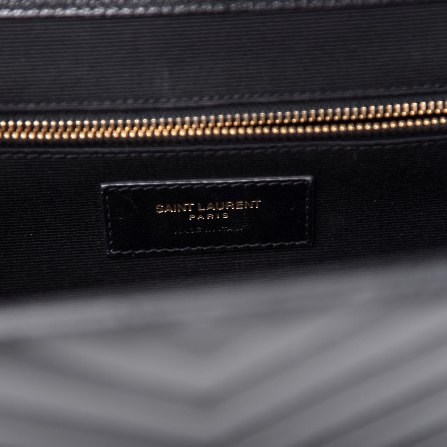 Saint Laurent Grain De Poudre Matelasse Chevron Large Monogram Satchel Black 6 of 11