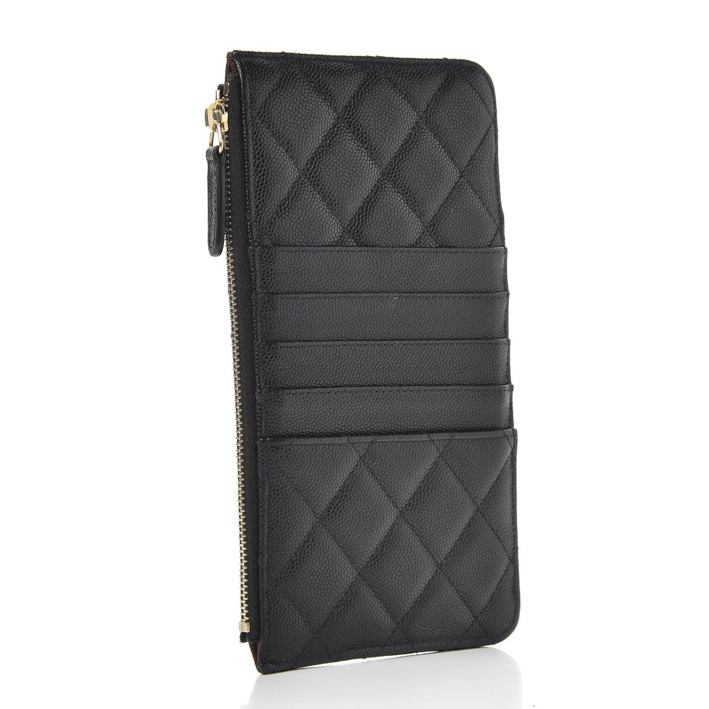Caviar Quilted Classic Flat Wallet Pouch Black