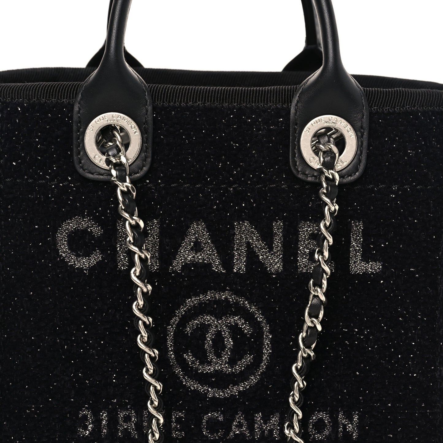 Lurex Canvas Mini Deauville Tote Black